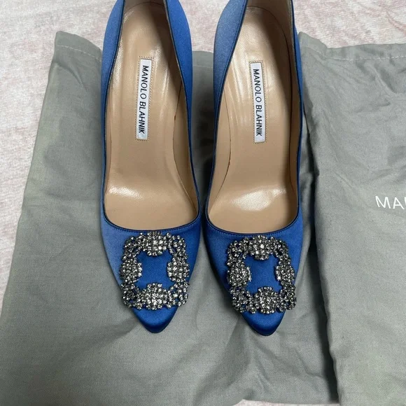 Manolo Blahnik Royal Blue Hangisi 70mm heel - Picture 3 of 9